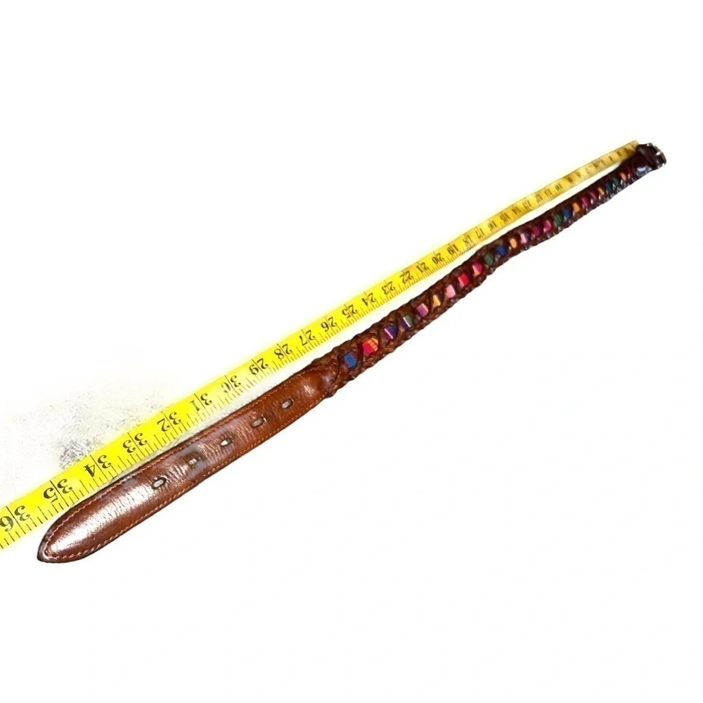 Vintage ▶️ Fossil ◀️ Braided Leather Multi Color Textile Belt. Size Medium